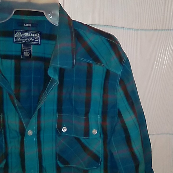 Large aqua blue long sleeved button down - Picture 3 of 3